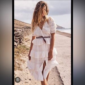 Loveshackfancy White Rebecca Midi Dress US0